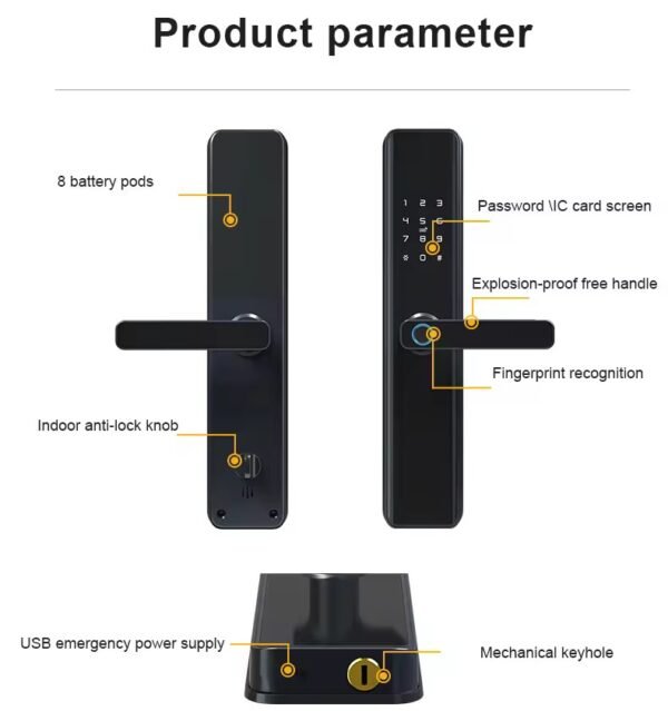 An easy-to-install copper smart lock with password and induction functions, which is convenient for office use. - Image 3