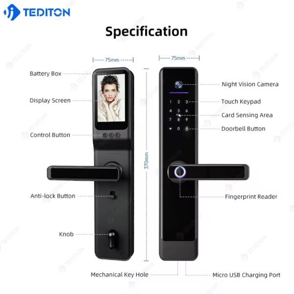 An easy-to-install copper smart lock with password and induction functions, which is convenient for office use. - Image 7